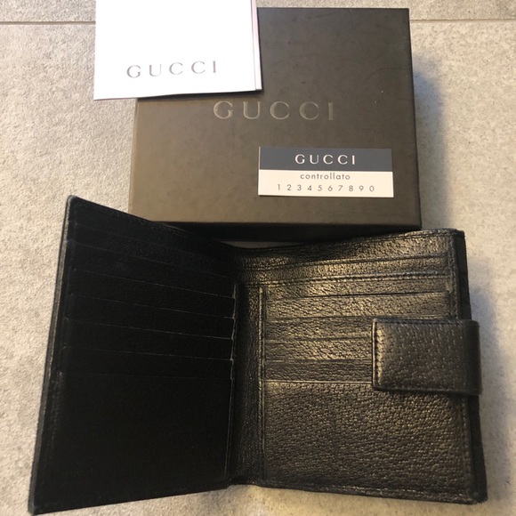 Gucci GG Monogram Bifold Black Leather Wallet - Picture 4 of 9